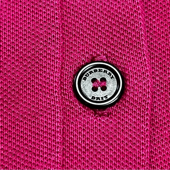 Burberry Brit Womens Size Medium Pink Mock Neck Long Sleeve Polo Ruffle *FLAW* - Picture 8 of 11